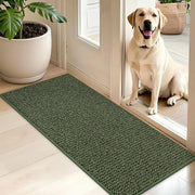 BEQHAUSE door mat front view showing green runner and neat edges, keeps floors cleaner