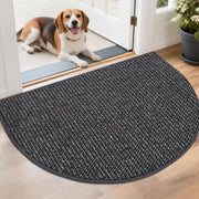 BEQHAUSE front view half-moon mat showing charcoal color and space-saving fit