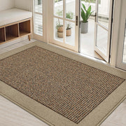 BEQHAUSE front view taupe door mat protecting floors and trapping dirt