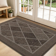 BEQHAUSE front view of brown 32x48 door mat showing full coverage and neat look