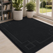 BEQHAUSE front view of 32x48 black door mat showing full coverage and neat edges