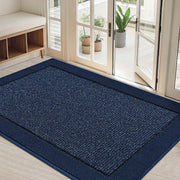 BEQHAUSE front view blue door mat showing full coverage and clean entry