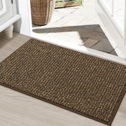 BEQHAUSE front view of brown door mat showing low-profile benefit