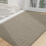 BEQHAUSE front view mat showing full beige surface and clean entry benefit