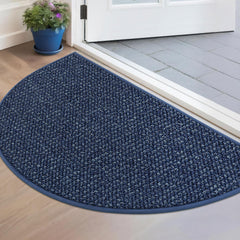 BEQHAUSE front view half-circle mat showing modern blue design and neat entrance