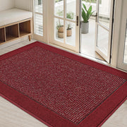BEQHAUSE front view red door mat showing full coverage and curb appeal