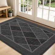 BEQHAUSE front view showing full grey mat and geometric pattern protecting floor