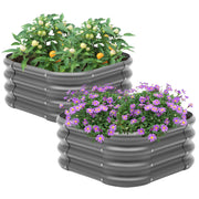 Besebay front view of two galvanized raised beds showing tidy planting space and durability