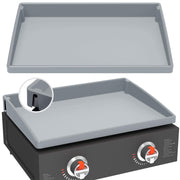 BESSIO front view of 22-inch griddle mat showing full coverage and snug fit benefits