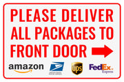 Bestylez front view of delivery sign showing arrow and readable message guiding couriers