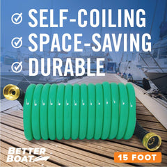 Better Boat hose in use washing boat deck showing efficient washdown benefit