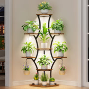 BEVAURORA front view of corner plant stand showing full eight tiers and balanced design
