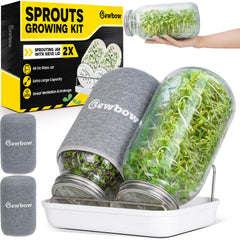 Bewbow front view of large sprouting jar kit showing full components and convenience