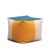 Big Joe square ottoman front view showing pattern and sturdy shape for versatile use