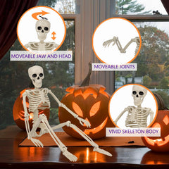 BILLMOSS skeleton hung on porch creating instant Halloween curb appeal
