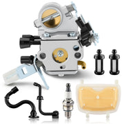 BioLion MS171 carburetor front view showing mounting points and restored fit