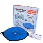 Bird B Gone sand bag base front view showing stable circular profile and benefit of steadiness