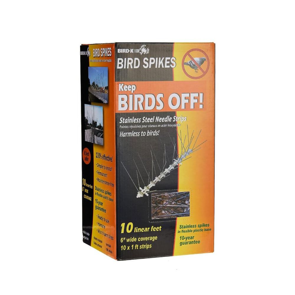 Bird-X front view of spike pack showing components and coverage benefit