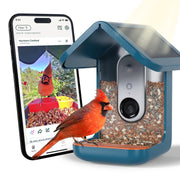 Bird Buddy front view showing feeder and camera, clear design for backyard observation