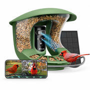 Birdfy front view showing dual-lens feeder and mounting bracket benefiting easy setup