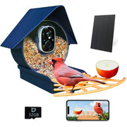 Birdkiss front view showing feeder design and camera, ideal for backyard watching