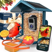 BIRDSFAVE front view showing camera and seed ports for clear observation