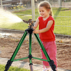 Biswing tripod height extended to 37 inches showing increased spray reach benefit