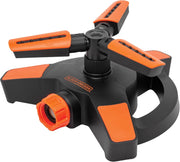 BLACK+DECKER sprinkler front view showing full unit and easy setup benefit