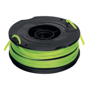 BLACK+DECKER DF-080 front spool view showing factory-wound line for quick replacement and reliability