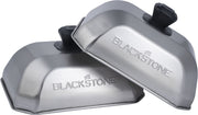 Blackstone stainless steel basting cover front view showing square coverage and matte finish benefit