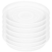 Bleuhome front stack of six clear saucers showing neat storage and convenience