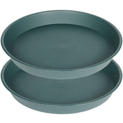 Bleuhome front view of two 12-inch green saucers showing protective rim