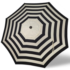 Blissun canopy front view showing full black and beige shade and curb appeal