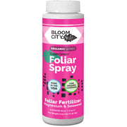 Bloom City front packaging of 8 oz kelp foliar spray showing bottle benefits
