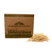 Blue Mountain Hay bale front view showing compact 25 lb packaging and easy handling benefit