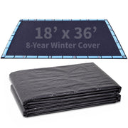 Blue Wave cover front view showing full rectangular coverage and debris protection