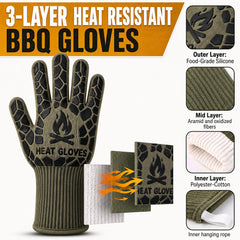 BLUESTEER gloves holding tongs at grill showing secure handling