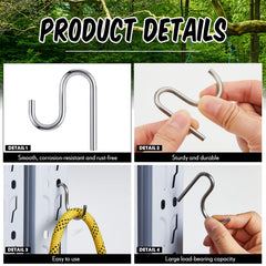 Blulu hooks holding garden tools to maximize vertical shed storage and accessibility