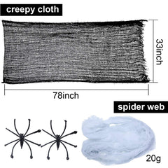 Boao plastic spiders attached to webbing for realistic haunted-house effect