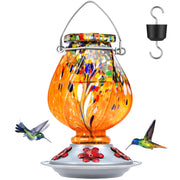 BOLITE front view of orange feeder showing hanging loop and ports, attracts birds