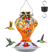 BOLITE front view of orange glass feeder showing capacity and shape benefit