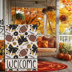 bostepy flag displayed on porch adding game-day spirit to entryway
