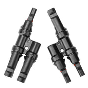 BougeRV front view of Y-connector pair showing plug ends and labels for quick install