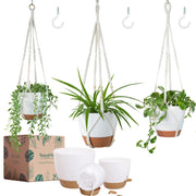 Bouqlife front view of three hanging planters showing stylish display benefit