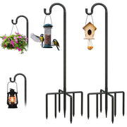 Breeze Touch front view of two black shepherd hooks showing classic garden style and stability