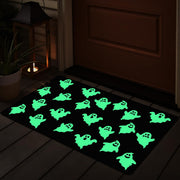 Breling front view door mat showing cute ghost and glow for festive curb appeal