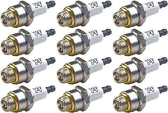 Briggs & Stratton spark plug installed in mower illustrating easier starts and reliability
