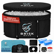 Brisk Bear front view of XL oval tub showing spacious design and quick setup benefit