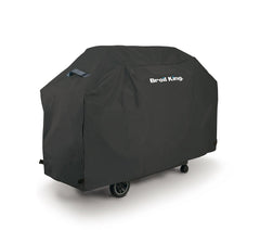 Broil King front view of 58-inch cover protecting grill, durable weather defense