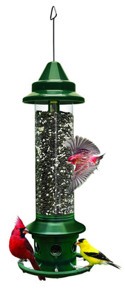 brome feeder front view showing design and seed capacity benefit